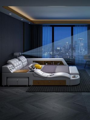 Bett Multifunktion Betten tv beamer usb led Massage Funktion Hotel Luxus Möbel