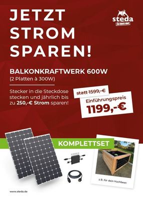 Balkonkraftwerk Komplettset Solar Panel Solarmodul Wechselrichter 600W