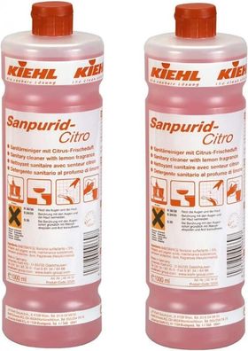 Sanpurid-Citro (2 x 1 ltr.) - Sanitärreiniger - Kalklöser- Badreiniger - WC Entkalk