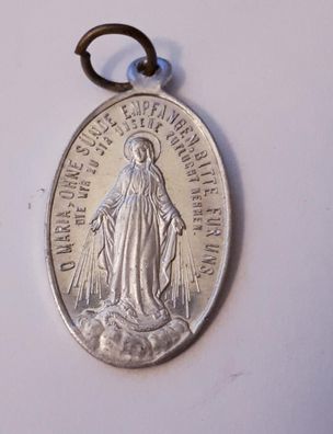 Medaille Anhänger O Maria, empfangen ohne Sünde... 2,3 cm x 1,5 cm