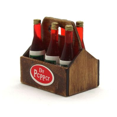 Puppenhaus Getränke Kiste 6 Flaschen Cola Dr. Pepper 1:12 Sixpack Kiste