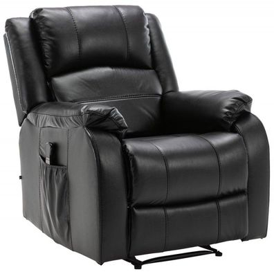 Sessel Kerpen mit Massagefunktion Echtleder (Farbe: schwarz)
