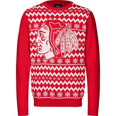 NHL Chicago Blackhawks Ugly Sweater Big Logo 2-Color Christmas Pullover Weihnachten
