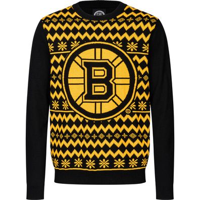 NHL Boston Bruins Ugly Sweater Big Logo 2-Color Christmas Pullover Weihnachten