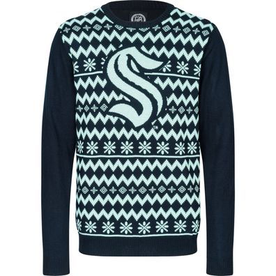 NHL Seattle Kraken Ugly Sweater Big Logo 2-Color Christmas Pullover Weihnachten