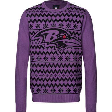 NFL Baltimore Ravens Ugly Sweater Big Logo 2-Color Christmas Pullover Weihnachten