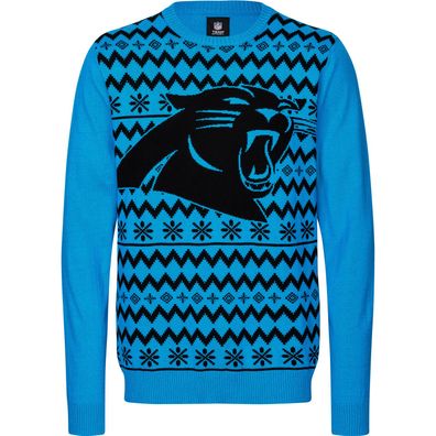 NFL Carolina Panthers Ugly Sweater Big Logo 2-Color Christmas Pullover Weihnachten