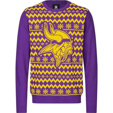 NFL Minnesota Vikings Ugly Sweater Big Logo 2-Color Christmas Pullover Weihnachten