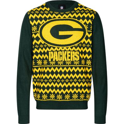 NFL Green Bay Packers Ugly Sweater Big Logo 2-Color Christmas Pullover Weihnachten