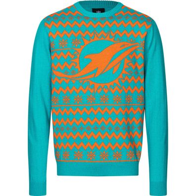 NFL Miami Dolphins Ugly Sweater Big Logo 2-Color Christmas Pullover Weihnachten
