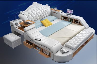 Chesterfield Doppel Luxus Design Bett Polster Betten180x200 Multifunktion Leder