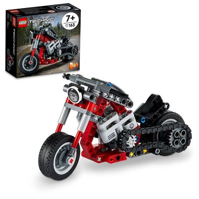 LEGO 42132 Technic Chopper Abenteuer-Bike, 2-in-1 Bausatz, Motorrad-Spielzeug, ...