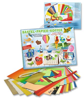 folia 930 - Bastelpapierkoffer Ganzjahr, 110 Teile - Kreativset für Kinder und ...