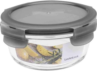 LocknLock oven glass 380ml Ø 130 x 65 mm, Deckelfarbe grau LLG821G