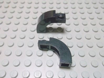 Lego 2 Rundsteine Bogensteine 1x3x2 schwarz Nummer 6005