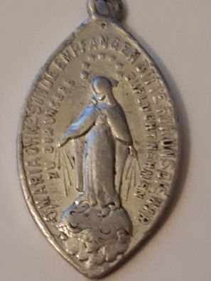 Medaille Anhänger O Maria, empfangen ohne Sünde... 2,5 cm x 1,4 cm