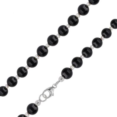 trendor Schmuck Perlenkette für Männer mit Onyx- und Süßwasserperlen 50 cm 41849