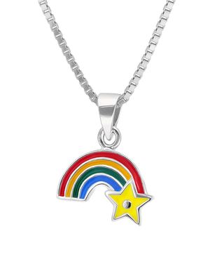 trendor Schmuck Kinder-Halskette Silber 925 Collier mit Regenbogen-Anhänger 41679