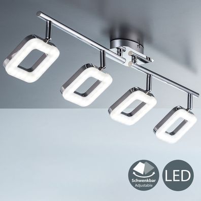 LED Design Decken-Leuchte Chrom modern Lampe Wohnzimmer Spot drehbar 4-flammig