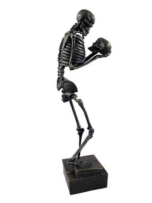 Bronzeskulptur Skelett mit Schädel