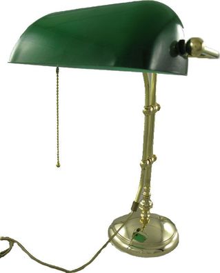Bankerslamp mit grünem Glasschirm aus Messing höhenverstellbar
