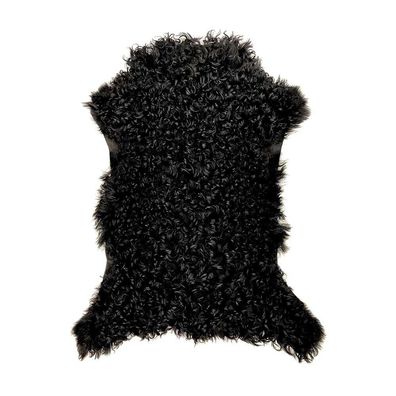 Spanisches lockiges Lammfell schwarz 60 x 70 cm