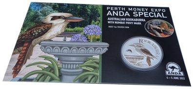 Australien 1 Oz Silber Kookaburra 2022 Privy Numbat - Perth Money Expo Anda