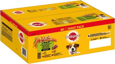 Pedigree Hundefutter Adult Multipack in Sauce verschiedene Sorten 80 x 100g