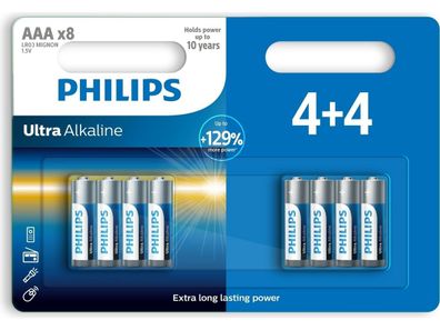 Philips Ultra Alkaline - 4 + 4 x AAA Batterien