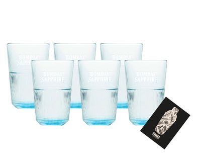 6x Bombay Sapphire Gin 0,35 l Longdrink Glas 6er Set Gläser in blau mit Relief