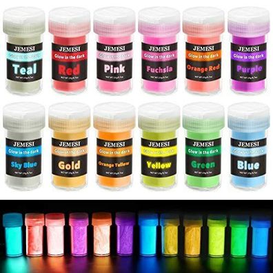 240g Fluoreszierende Epoxidharz selbst-leuchtend Mica Pulver Farbe Neon (12×20g)