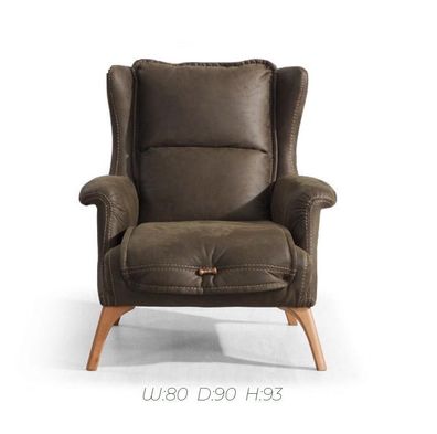 Weicher Ohrensessel Couch Sessel Einsitzer Möbel Sofa Wildleder Optik Schwarz