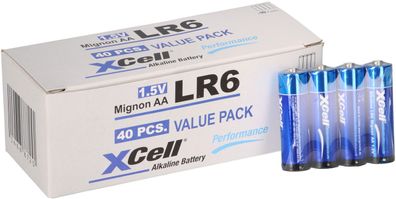 40x XCell 10x 4er Folie AA LR6 Mignon Super Alkaline Batterie
