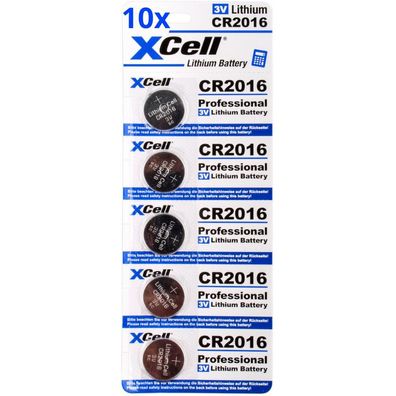 50x CR2016 Lithium-Knopfzelle 3V / 90mAh (10x 5er Pack)