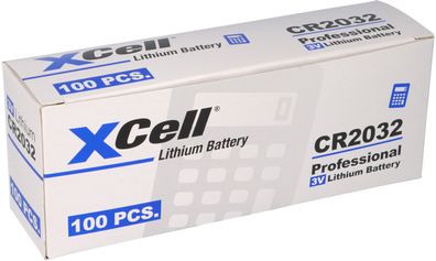 100er Spar-SET XCell CR2032 Lithium-Knopfzelle 3V / 220mAh