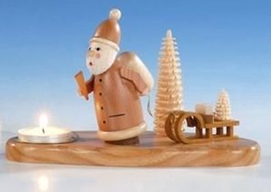 Tischdekoration Kerzenhalter mit Weihnachtsmann natur Größe 12cm NEU Weihnachten