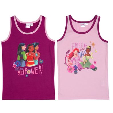 Disney Princess Unterhemd für Mädchen Hemdchen Tank Top Lila/ Rosa (2er Pack)