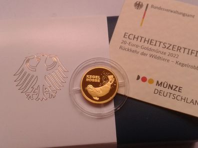 20 euro 2022 A Berlin 1/8 Unze Gold Deutschland Kegelrobbe 3,89g Gold 9999er
