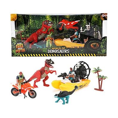 Toi-Toys - Spielfiguren Set World of Dinosaurs (Boot, Dinos, Motorrad, Figuren)