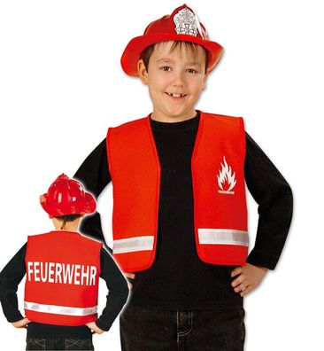 narrenwelt Spielweste Feuerwehr Kinder Kostüm-Feuerwehr-Weste rot Gr. 104