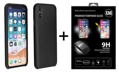 Silikon Case Hülle Cover Tasche Handyhülle + 9H Panzerglas iPhone Samsung Huawei