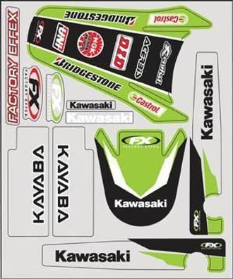 Dekorsatz Schutzblech Aufkleber Sticker passt an Kawasaki Kxf 250 2004 grün-sw