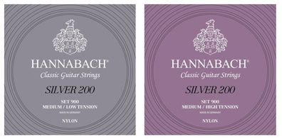 Hannabach 900 Silver 200 - Saiten für Konzertgitarre - medium/ low oder medium/ high