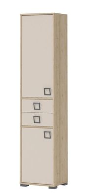 Kinderzimmer - Schrank Benjamin 25, Farbe: Buche / Creme - 198 x 44 x 37 cm (H x