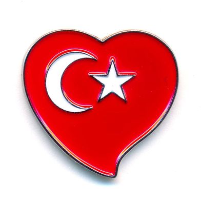 Türkei Herz Flagge Ankara Patrioten Flag Heart Badge Button Pin Anstecker 0028