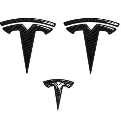 TESLA Auto Logo Carbon Fiber Textur Aufkleber ModellY Modell3 Lenkrad Heck Label Auße