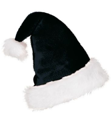 narrenwelt Nikolausmütze schwarz edel Plüsch mit Bommel Nikolaus Mütze Weihnachtsmütz