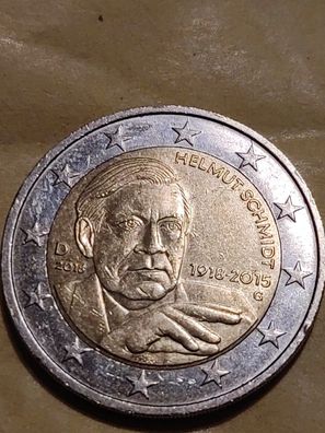 Seltene 2 Euro Gedenkmünze Helmut Schmidt 1918 -2015 (G) von 2018 Sammlerstück.
