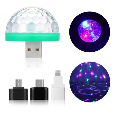 Mini-Auto USB, Atmosphärenlicht, RGB bunt, Musik-Sound-Lampe, magischer Ball