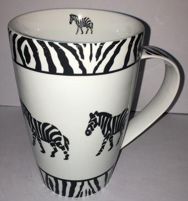 Becher Fine Porcelan Cha Cult Hamburg mit Zebra Motiv, Hand bemalt
